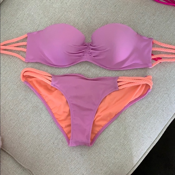 pink and orange bathing suit
